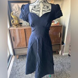 Miusol Blue Shortsleeve Swing Dress A-Line Pleated Fit Flare Empire Waist NWT